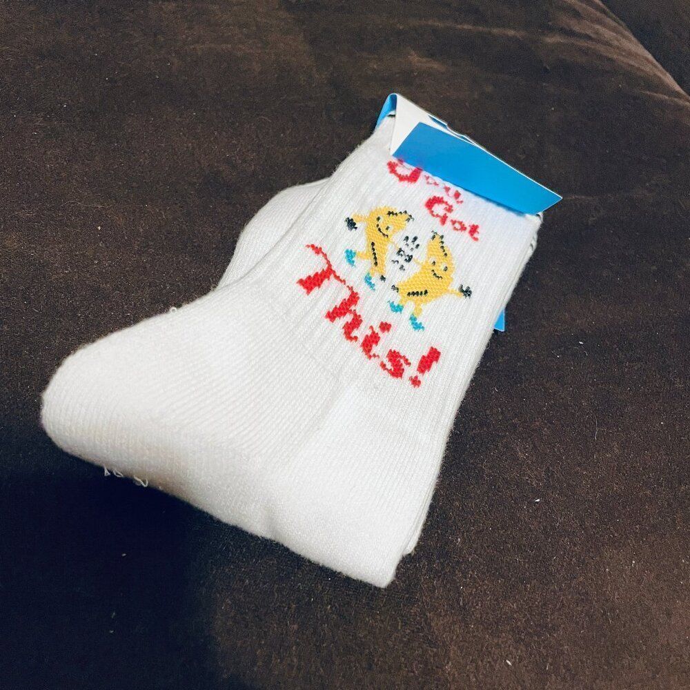 2 Pairs Sock It To Me Crew Socks Dancing Bananas Dream Big Rainbow New with Tags